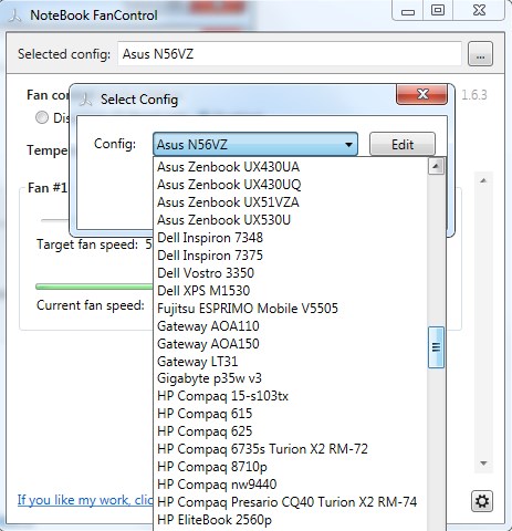 NoteBook FanControl конфигурация.